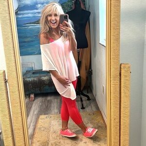 Scala,Gorgeous Semi-Sheer Asymmetrical Blouse, Excellent Condition,Size Large